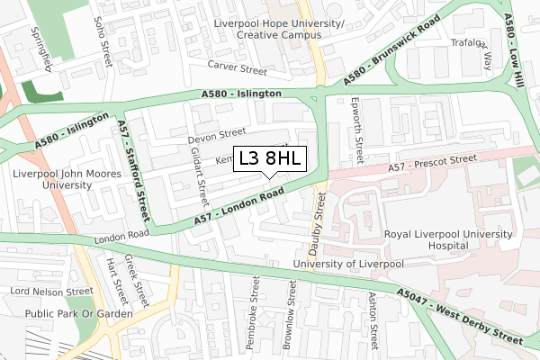 L3 8HL map - large scale - OS Open Zoomstack (Ordnance Survey)