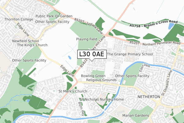 L30 0AE map - small scale - OS Open Zoomstack (Ordnance Survey)