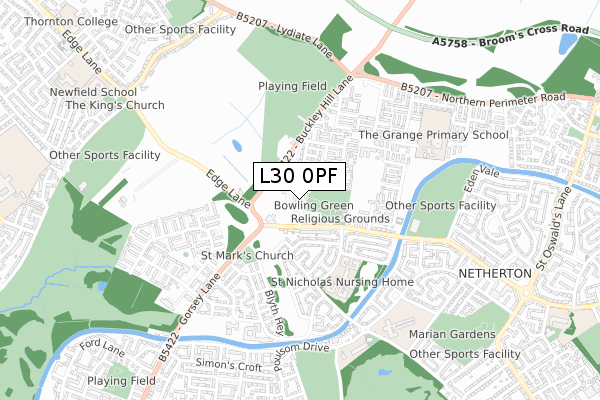 L30 0PF map - small scale - OS Open Zoomstack (Ordnance Survey)