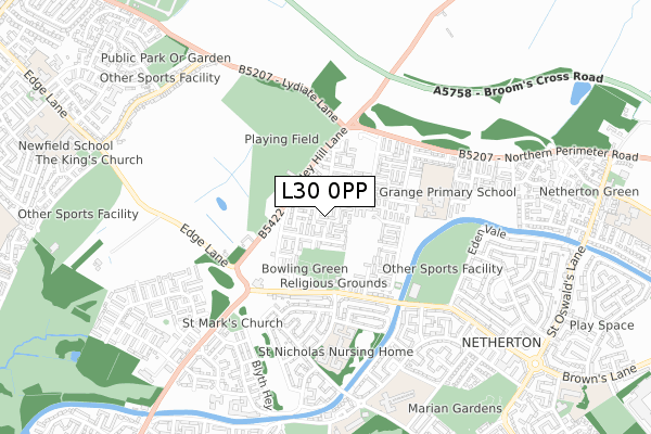 L30 0PP map - small scale - OS Open Zoomstack (Ordnance Survey)