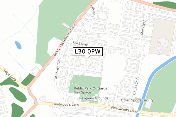 L30 0PW map - large scale - OS Open Zoomstack (Ordnance Survey)