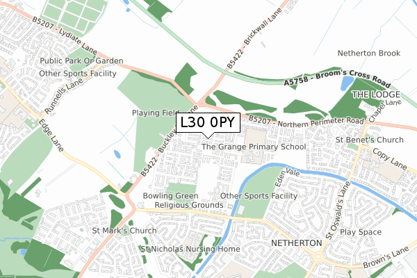 L30 0PY map - small scale - OS Open Zoomstack (Ordnance Survey)