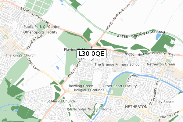 L30 0QE map - small scale - OS Open Zoomstack (Ordnance Survey)