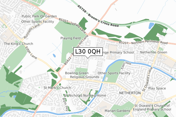 L30 0QH map - small scale - OS Open Zoomstack (Ordnance Survey)