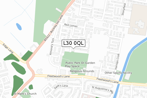 L30 0QL map - large scale - OS Open Zoomstack (Ordnance Survey)