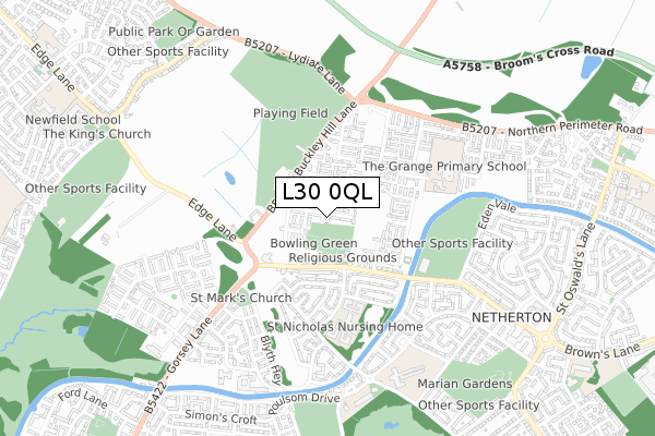L30 0QL map - small scale - OS Open Zoomstack (Ordnance Survey)