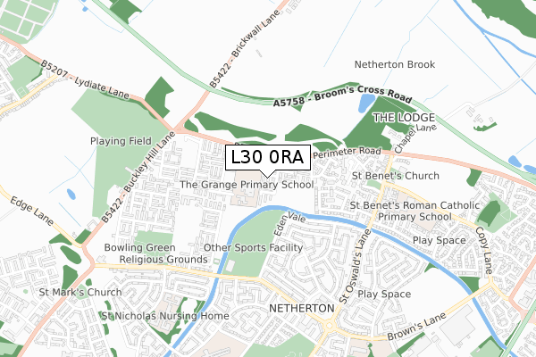 L30 0RA map - small scale - OS Open Zoomstack (Ordnance Survey)