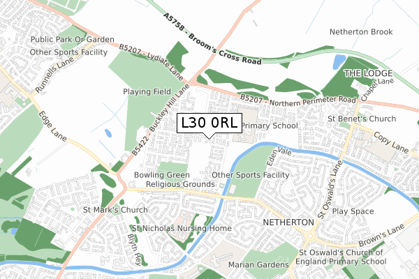 L30 0RL map - small scale - OS Open Zoomstack (Ordnance Survey)