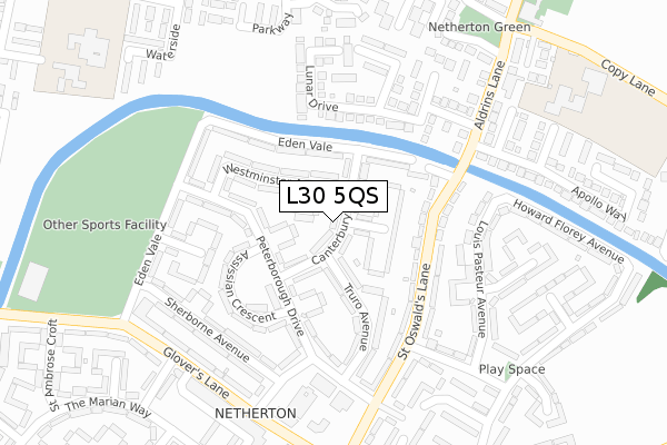 L30 5QS map - large scale - OS Open Zoomstack (Ordnance Survey)