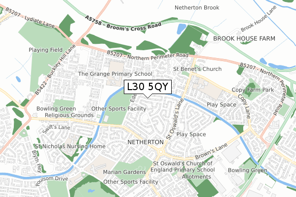 L30 5QY map - small scale - OS Open Zoomstack (Ordnance Survey)