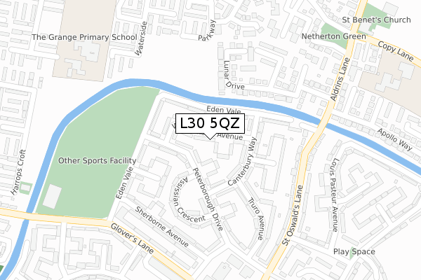 L30 5QZ map - large scale - OS Open Zoomstack (Ordnance Survey)