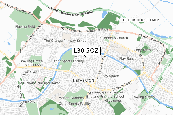 L30 5QZ map - small scale - OS Open Zoomstack (Ordnance Survey)