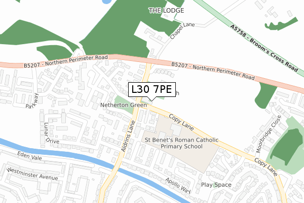 L30 7PE map - large scale - OS Open Zoomstack (Ordnance Survey)