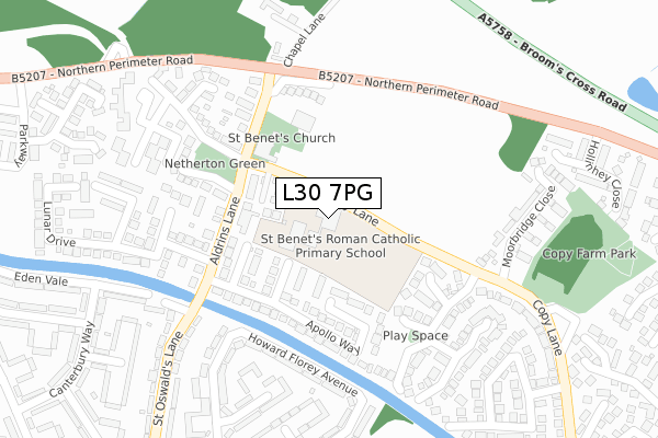 L30 7PG map - large scale - OS Open Zoomstack (Ordnance Survey)