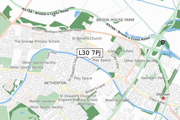 L30 7PJ map - small scale - OS Open Zoomstack (Ordnance Survey) L30 7PJ map - small scale - OS Open Zoomstack (Ordnance Survey)