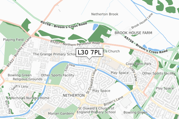 L30 7PL map - small scale - OS Open Zoomstack (Ordnance Survey) L30 7PL map - small scale - OS Open Zoomstack (Ordnance Survey)