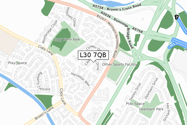 L30 7QB map - large scale - OS Open Zoomstack (Ordnance Survey)