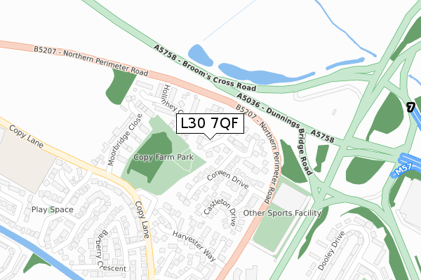 L30 7QF map - large scale - OS Open Zoomstack (Ordnance Survey)