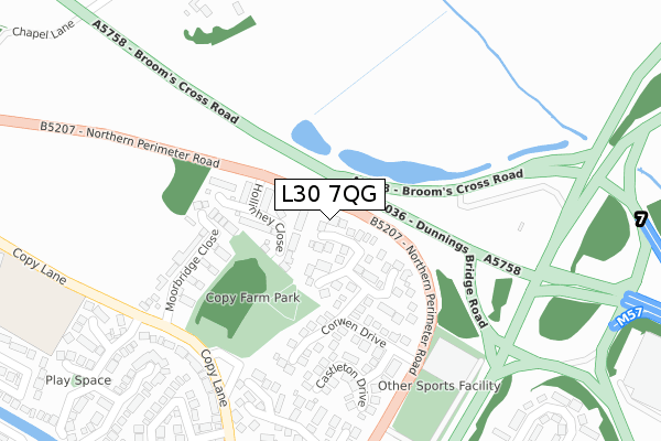 L30 7QG map - large scale - OS Open Zoomstack (Ordnance Survey)