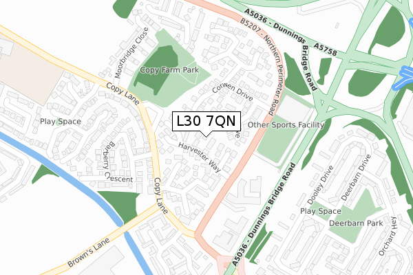 L30 7QN map - large scale - OS Open Zoomstack (Ordnance Survey)