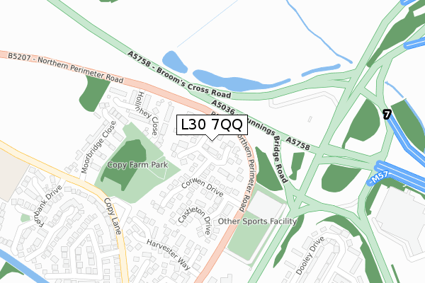 L30 7QQ map - large scale - OS Open Zoomstack (Ordnance Survey)