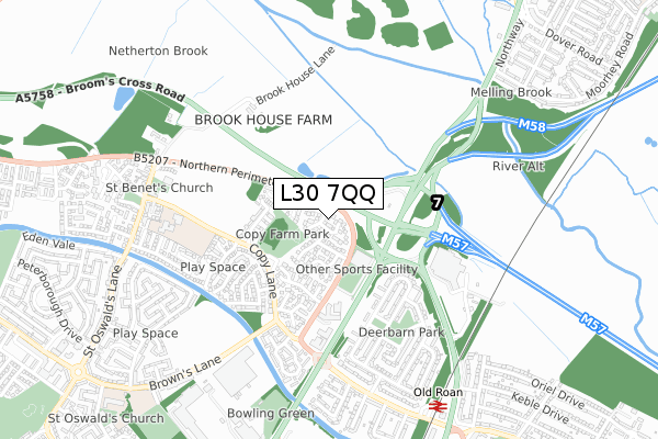 L30 7QQ map - small scale - OS Open Zoomstack (Ordnance Survey)