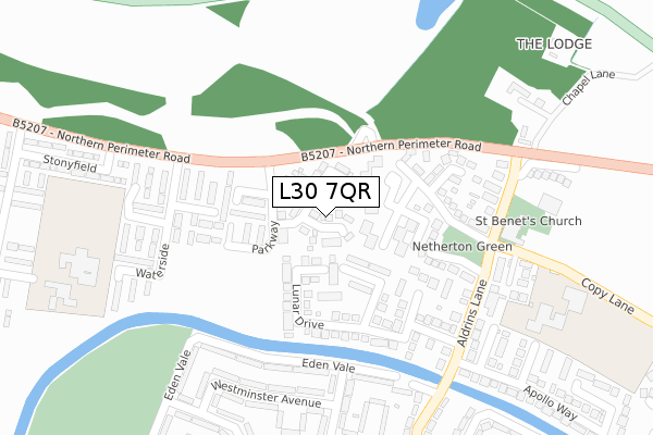 L30 7QR map - large scale - OS Open Zoomstack (Ordnance Survey)