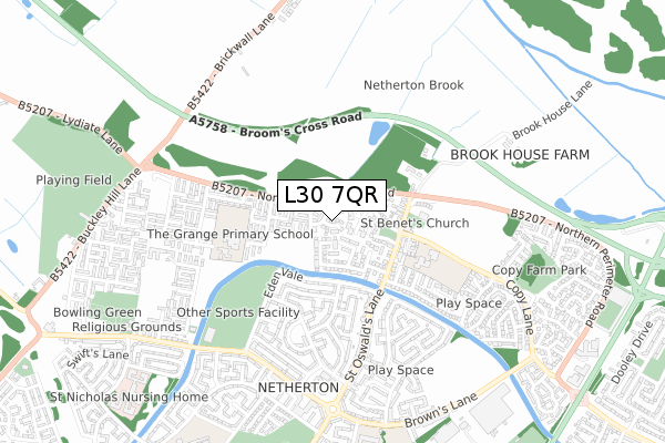 L30 7QR map - small scale - OS Open Zoomstack (Ordnance Survey) L30 7QR map - small scale - OS Open Zoomstack (Ordnance Survey)
