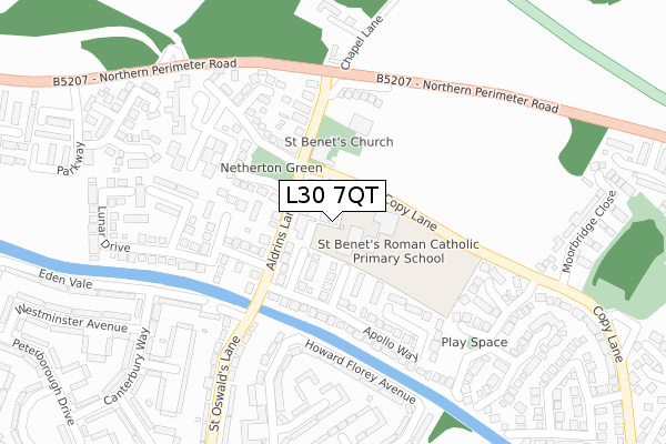 L30 7QT map - large scale - OS Open Zoomstack (Ordnance Survey)