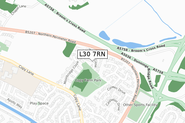 L30 7RN map - large scale - OS Open Zoomstack (Ordnance Survey)