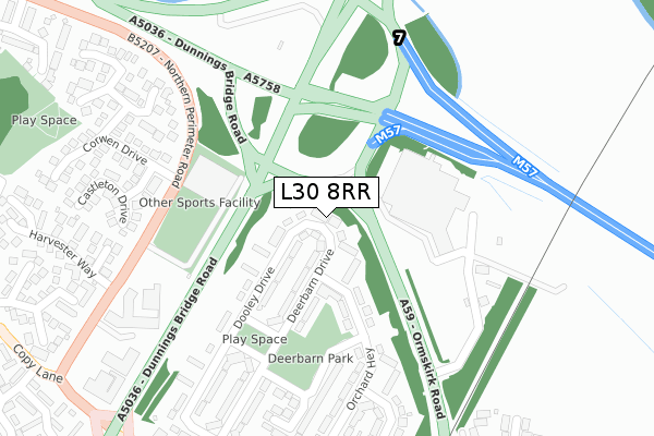 L30 8RR map - large scale - OS Open Zoomstack (Ordnance Survey)