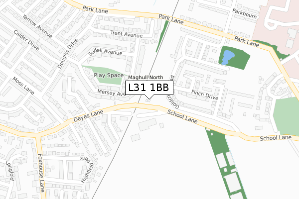 L31 1BB map - large scale - OS Open Zoomstack (Ordnance Survey)