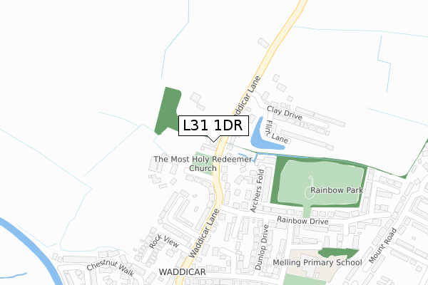 L31 1DR map - large scale - OS Open Zoomstack (Ordnance Survey)