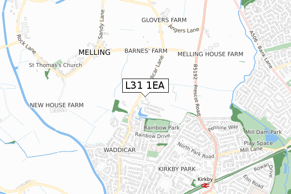 L31 1EA map - small scale - OS Open Zoomstack (Ordnance Survey)