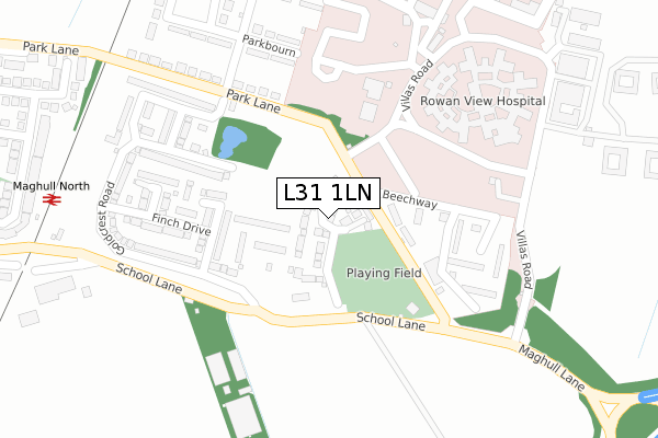 L31 1LN map - large scale - OS Open Zoomstack (Ordnance Survey)