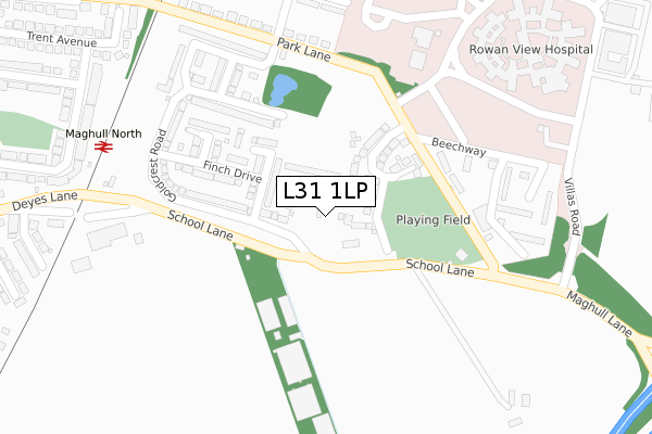 L31 1LP map - large scale - OS Open Zoomstack (Ordnance Survey)