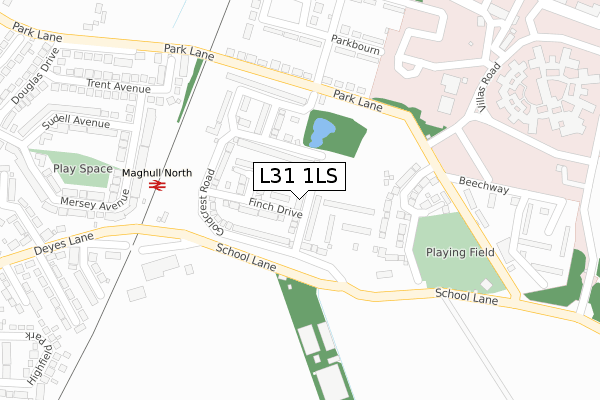 L31 1LS map - large scale - OS Open Zoomstack (Ordnance Survey)