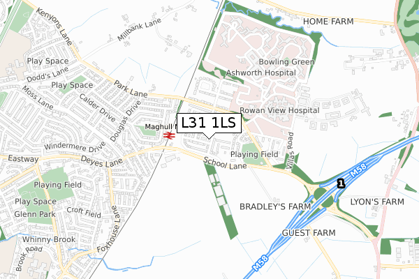 L31 1LS map - small scale - OS Open Zoomstack (Ordnance Survey)