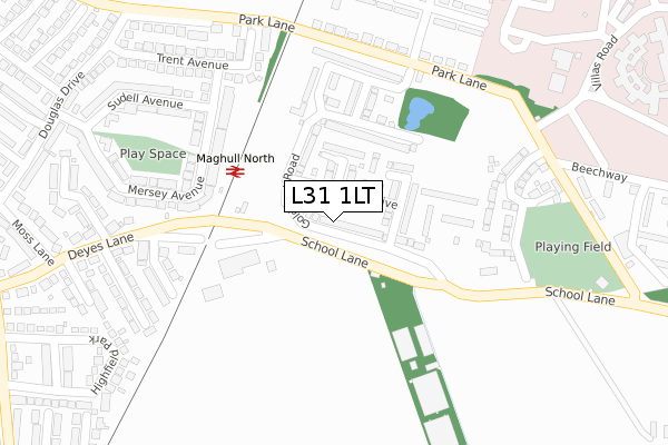 L31 1LT map - large scale - OS Open Zoomstack (Ordnance Survey)