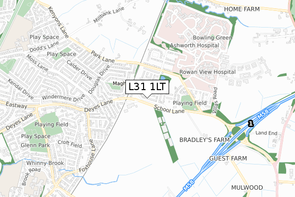 L31 1LT map - small scale - OS Open Zoomstack (Ordnance Survey)