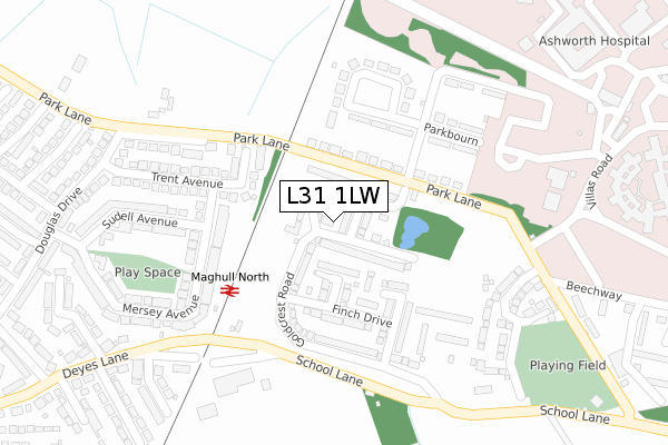 L31 1LW map - large scale - OS Open Zoomstack (Ordnance Survey)