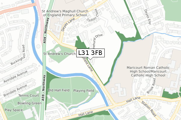 L31 3FB map - large scale - OS Open Zoomstack (Ordnance Survey)