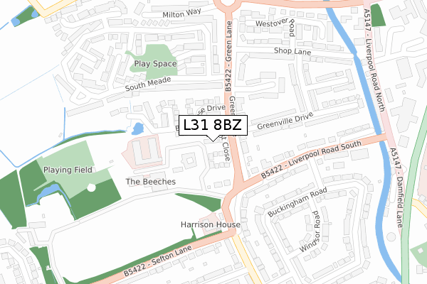 L31 8BZ map - large scale - OS Open Zoomstack (Ordnance Survey) L31 8BZ map - large scale - OS Open Zoomstack (Ordnance Survey)