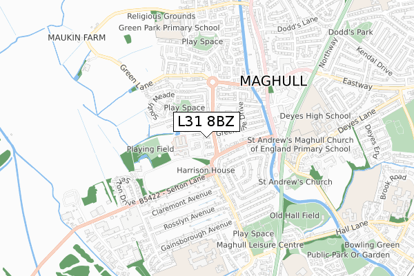 L31 8BZ map - small scale - OS Open Zoomstack (Ordnance Survey) L31 8BZ map - small scale - OS Open Zoomstack (Ordnance Survey)