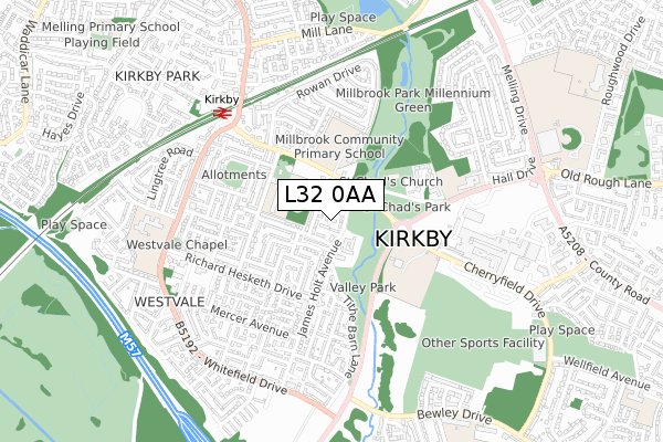 L32 0AA map - small scale - OS Open Zoomstack (Ordnance Survey) L32 0AA map - small scale - OS Open Zoomstack (Ordnance Survey)