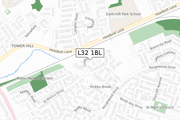 L32 1BL map - large scale - OS Open Zoomstack (Ordnance Survey)