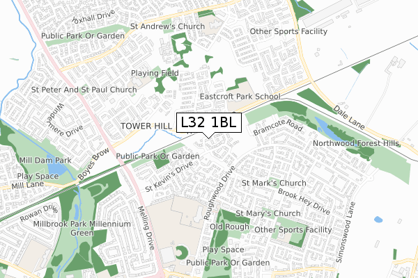 L32 1BL map - small scale - OS Open Zoomstack (Ordnance Survey)