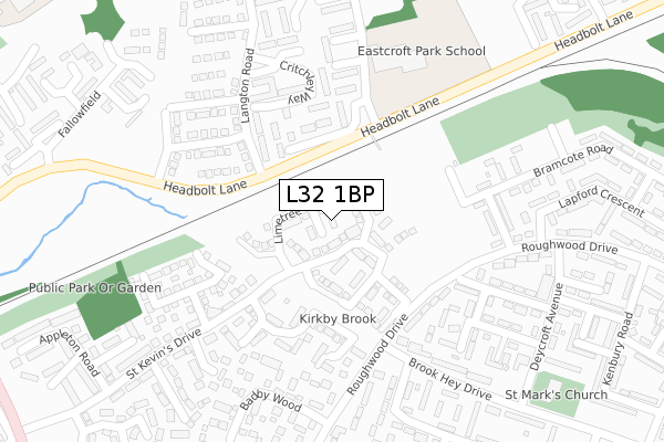 L32 1BP map - large scale - OS Open Zoomstack (Ordnance Survey)