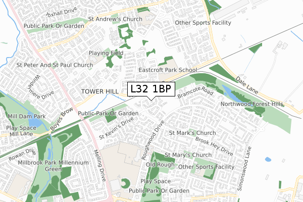 L32 1BP map - small scale - OS Open Zoomstack (Ordnance Survey)