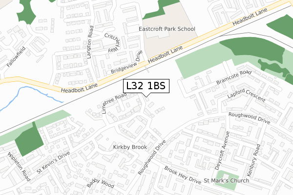 L32 1BS map - large scale - OS Open Zoomstack (Ordnance Survey)